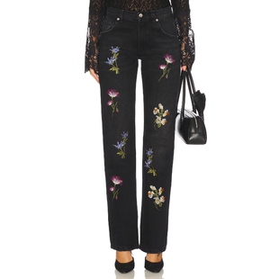 复古风REVOLVE小众新款 Blumarine 黑色美式 牛仔装 EMBROIDERED
