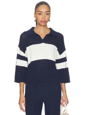 525 America Zuri Johnny Collar Mesh Rugby Pullover revolve小
