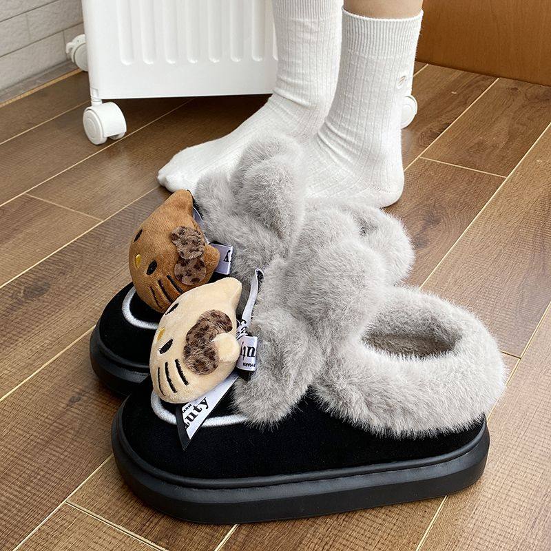 可爱棉拖鞋女款2026新款冬季居家外穿防滑厚底棉鞋加绒保暖雪地靴