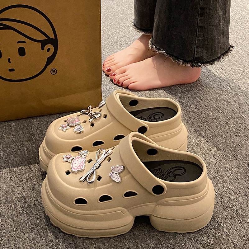 10.0cm踩屎感增高跟EVA洞洞鞋女士2026新款夏季外穿厚底沙滩拖鞋