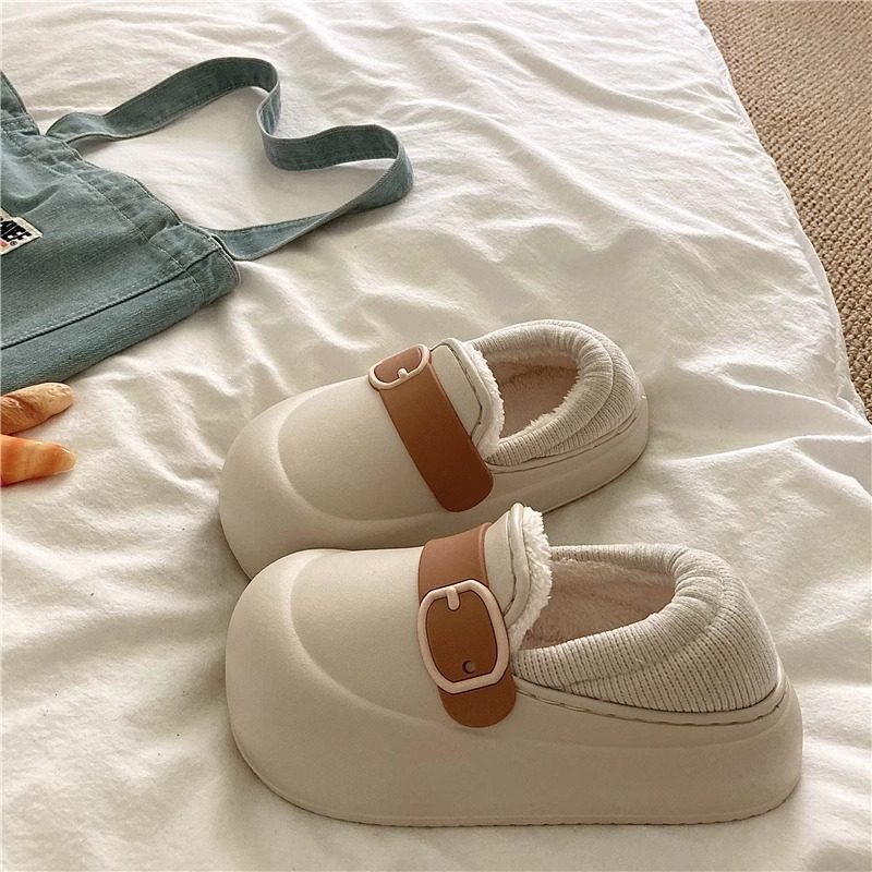 防水厚底棉拖鞋女款冬季包跟室内家居防滑保暖2026新款加绒棉鞋女