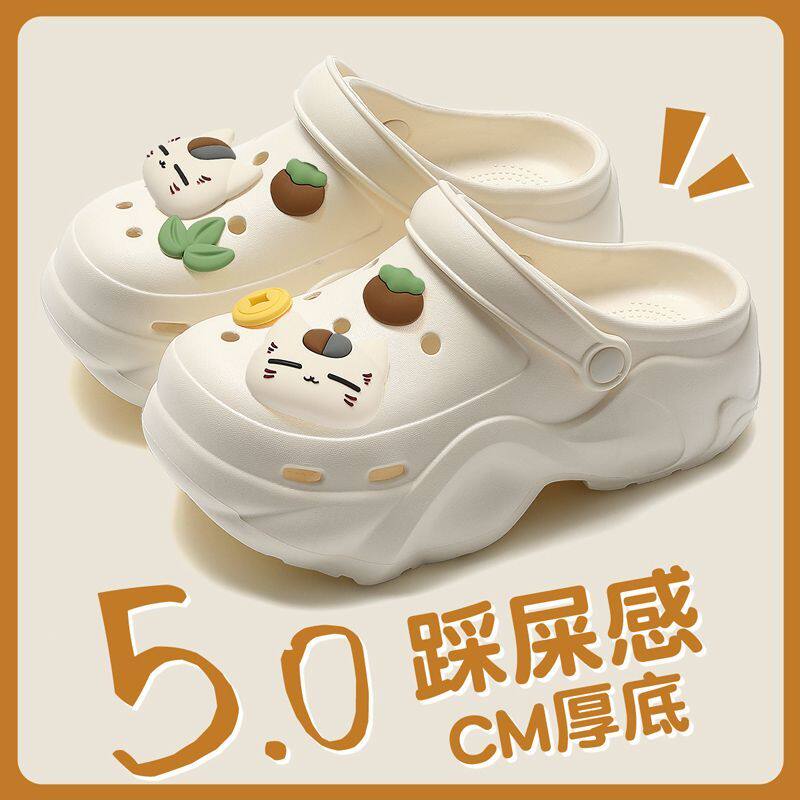 孕妇洞洞鞋女款2026新款夏季外穿增高厚底防臭防滑沙滩凉拖鞋女士