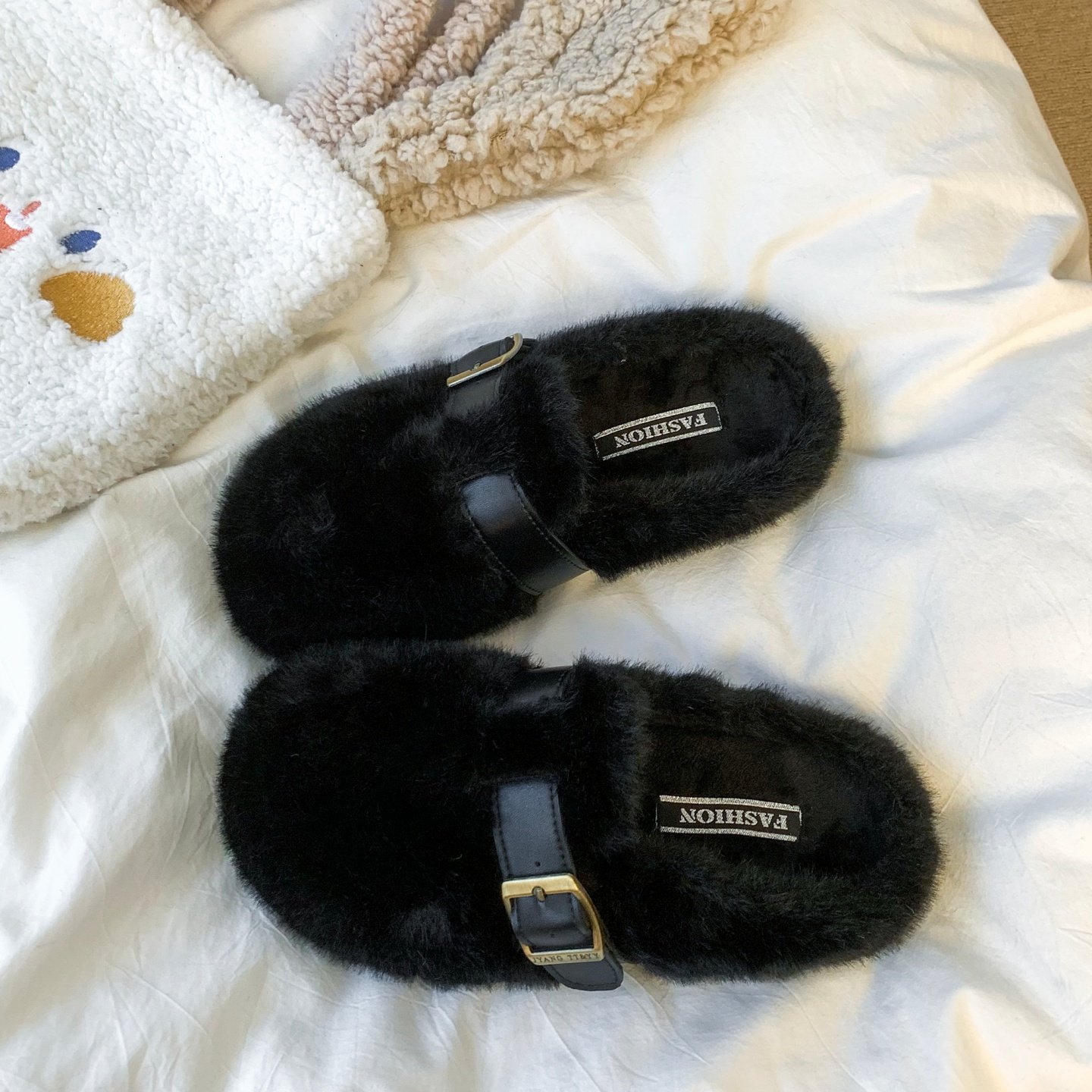 包头毛毛拖鞋女外穿2026秋冬新款仙女风配裙子平底加绒保暖棉拖鞋