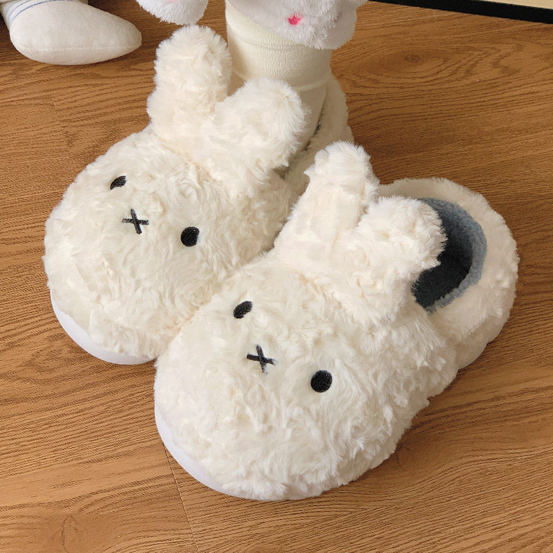 可爱米菲兔棉拖鞋女冬季外穿防滑厚底居家全包跟加绒保暖棉鞋ins
