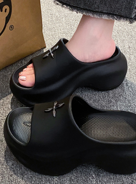 y2k拖鞋女外穿夏2026新款高级感防滑不累脚小个子厚底7cm凉拖鞋女