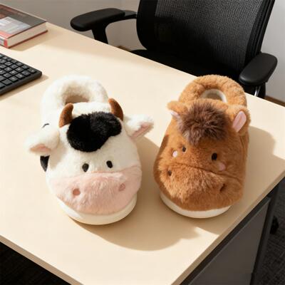 防滑可爱搞怪牛马包跟毛