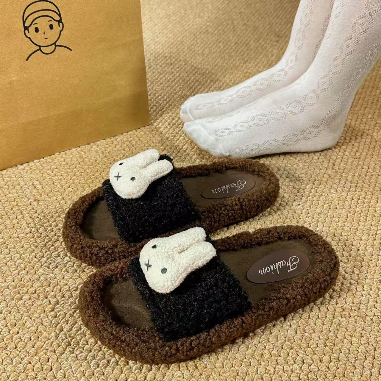 2025新款可爱毛毛拖鞋女