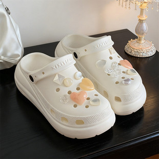 网红厚底度假沙滩仙女风足弓洞洞鞋 女士 舒适EVA防滑海边夏凉拖鞋