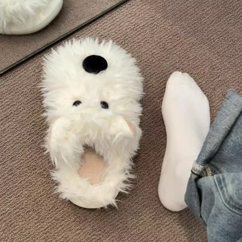 潦草小狗棉拖鞋女新款秋