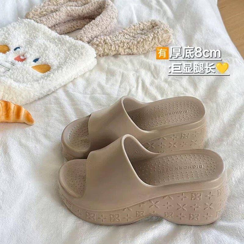 厚底eva凉拖鞋女2026新款夏季外穿8cm增高坡跟防滑EVA时尚一字拖