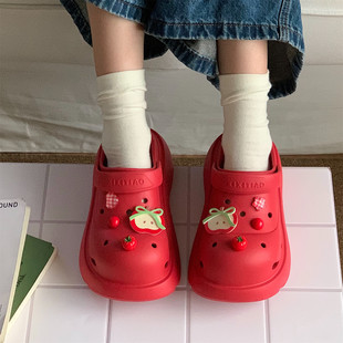 厚底凉拖鞋 防滑可爱苹果番茄时尚 亲子学生女士足弓儿童洞洞鞋 夏季