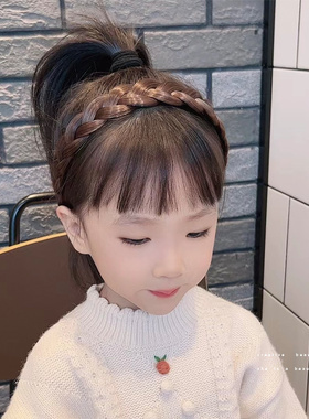 秋冬麻花辫假发发箍女童鱼骨编发头箍辫子发卡高颅顶压发防滑发饰
