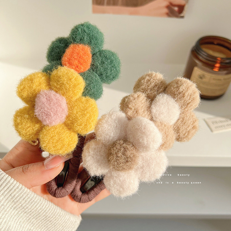 毛呢花朵发夹女秋冬鸭嘴夹头饰气质后脑勺一字盘发抓夹子毛绒发卡,饰品/流行首饰/时尚饰品新,发饰,淘宝优惠券,粉丝福利购,淘宝优惠卷
