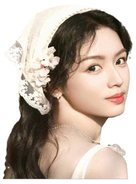 周也同款蕾丝三角头巾发箍女