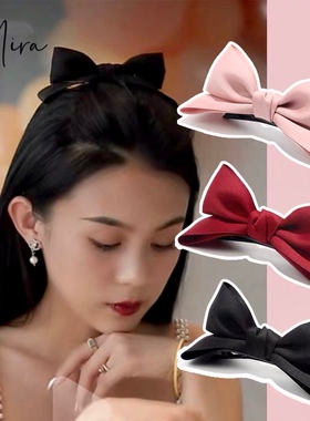 新年红色立体蝴蝶结发夹女本命年儿童发饰侧边刘海鸭嘴夹顶夹头饰