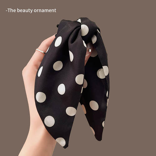 高级感飘带蝴蝶结波点马尾夹