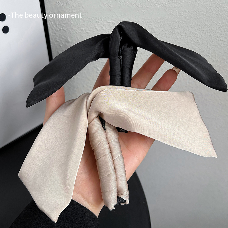 法式缎面兔耳朵蝴蝶结发夹女后脑勺马尾香蕉夹盘发竖夹鲨鱼夹头饰