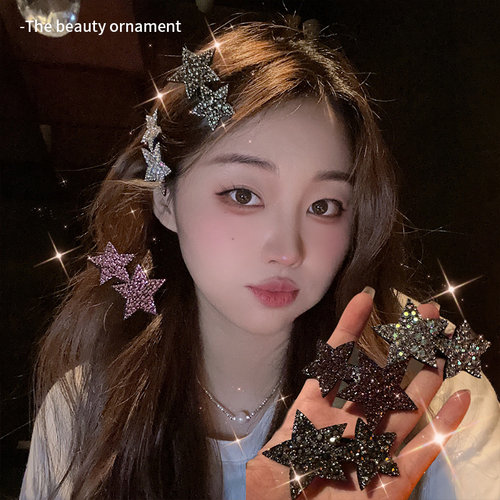 甜酷辣妹千禧风水钻星星发夹女