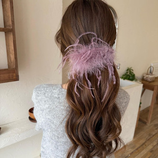 秋冬大号羽毛香蕉夹女发量大后脑勺盘发一字抓夹半扎发横夹马尾夹