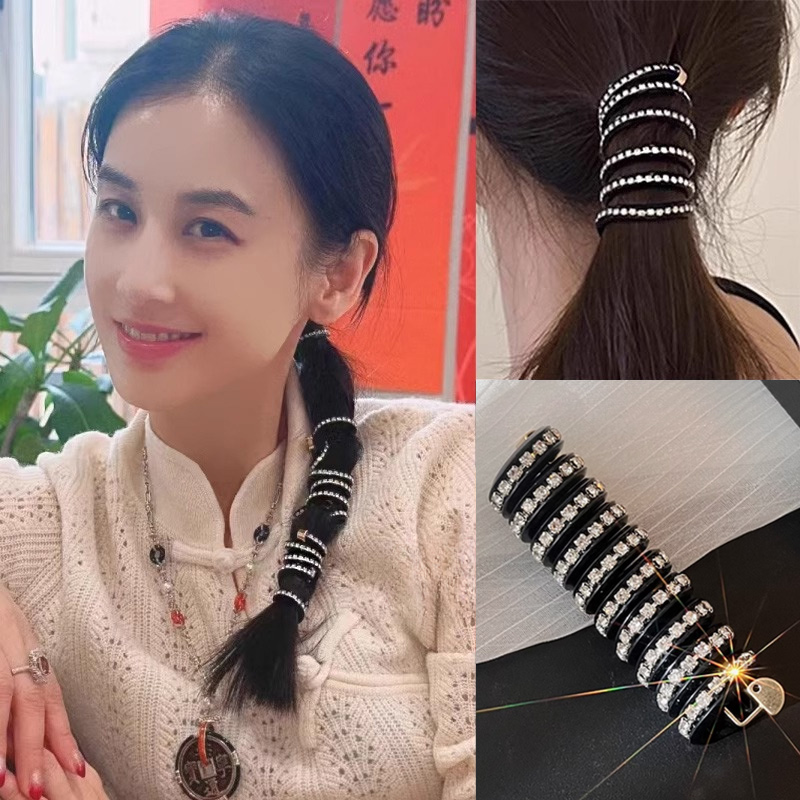 再见爱人黄圣依同款水钻电话线头绳女高弹力发绳耐用百搭马尾发圈