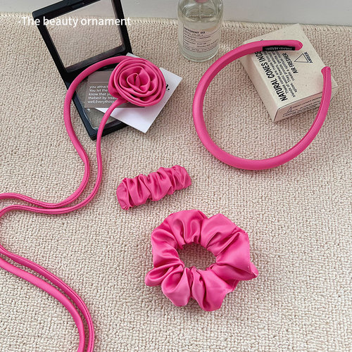 芭比系列玫粉色发饰褶皱发夹