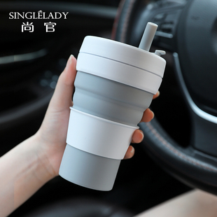 旅行必伸缩折叠杯子 可折叠水杯硅胶耐高温可装 沸水咖啡杯备便携式
