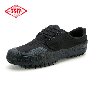 夏季3517解放鞋男低帮黑色保安防滑耐磨女工地劳保鞋民工干活胶鞋