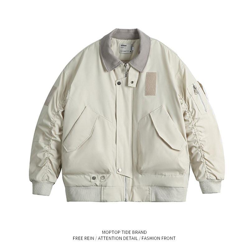 美式复古拼接飞行员工装夹克女秋冬季潮牌宽松百搭运动机能风外套
