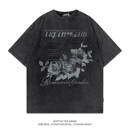 【限时优惠】做旧花卉短袖T