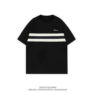 WH先生美式休闲复古短袖男款春夏季宽松休闲百搭上衣T恤男