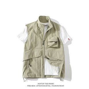 WHXS日系速干立领工装防晒马甲男夏季无袖外搭高级感运动透气背心