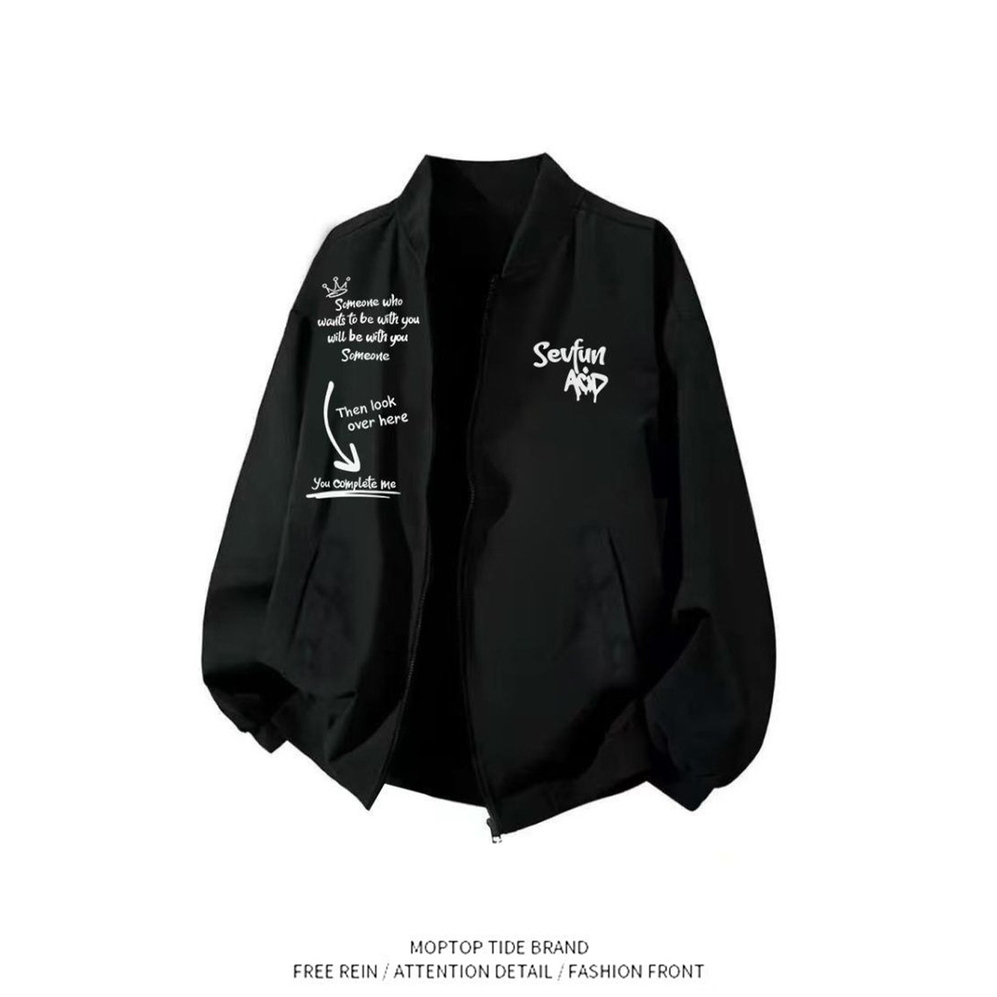 潮牌百搭飞行员夹克外套男女秋冬美式复古ins学生棒球服上衣