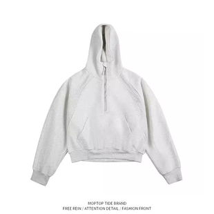 高街美式秋冬季连帽拉链开衫卫衣男纯色上衣情侣休闲百搭短款外套