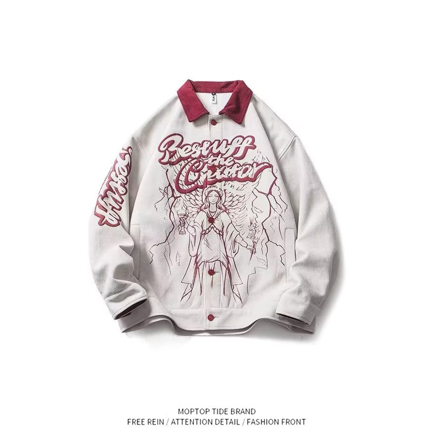 春季夹克印花时尚都市潮牌男ins修身气质新款潮流日常翻领长袖