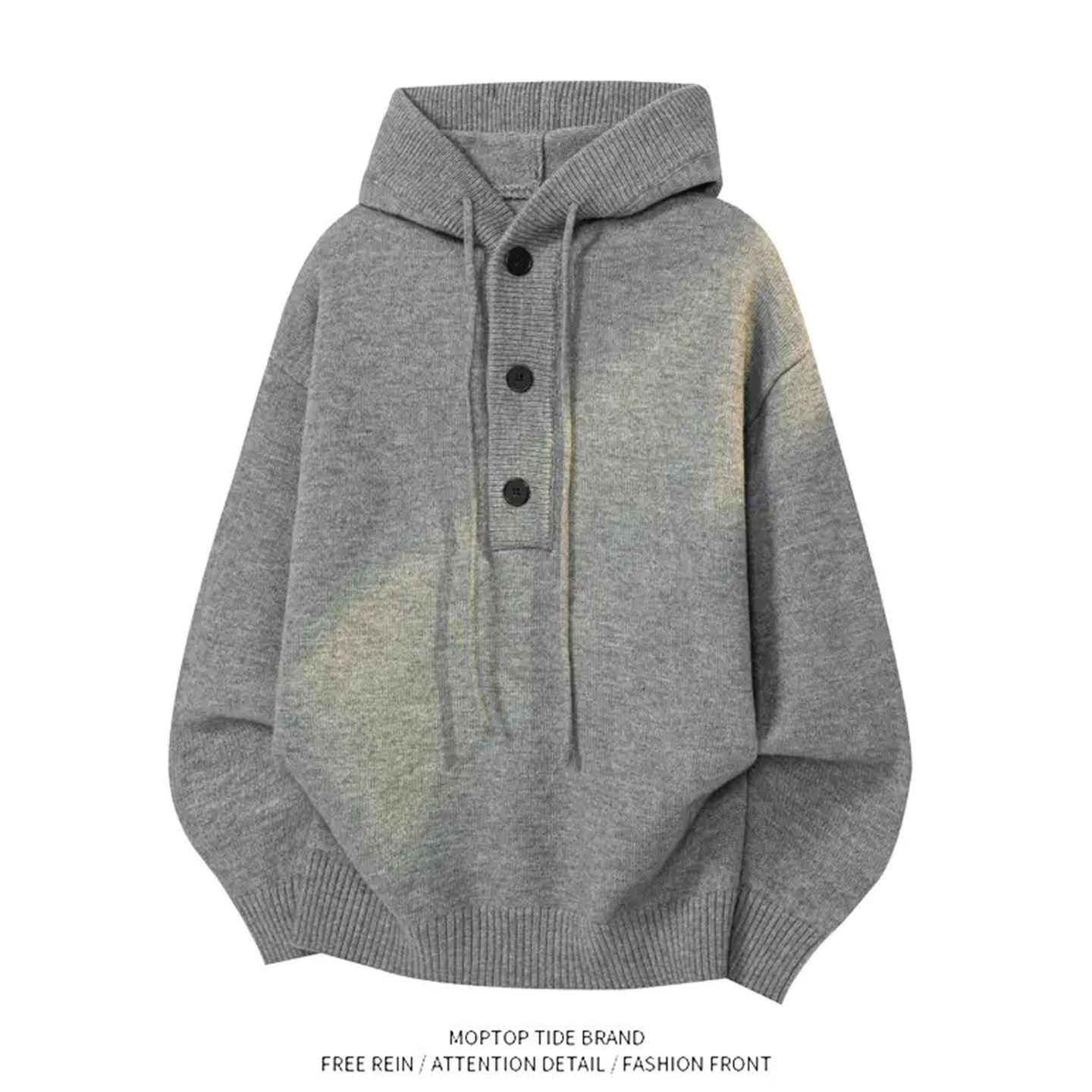 WHXS秋冬连帽套头毛衣时尚宽松针织打底衫毛线衣男士外穿高级感