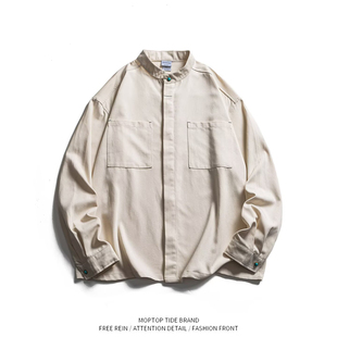 WH先生春秋水洗牛仔长袖衬衫潮牌工装痞帅做旧男休闲薄款外套