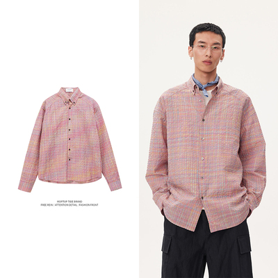 【限时优惠】渐变格纹宽松衬衫