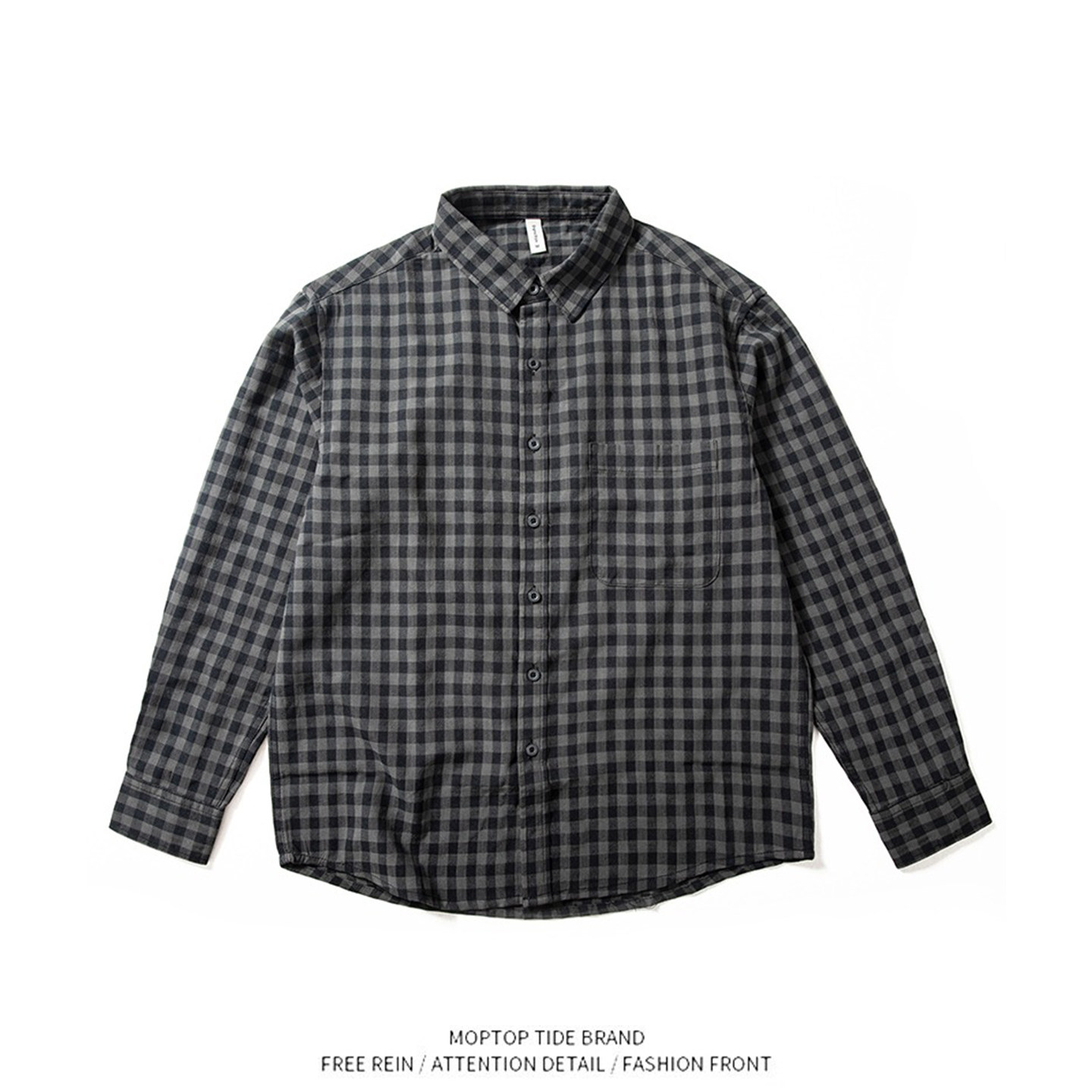 日系格子衬衫男长袖春秋男生复古少年感上衣秋季休闲衬衣外套男款