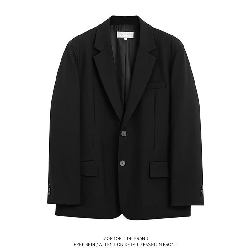 韩国男士休闲小西装外套韩版东大门潮流西服秋季宽松黑色单西上衣