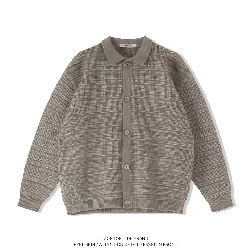 翻领毛衣男开衫秋冬季2024新款慵懒风潮流休闲宽松百搭针织衫外套