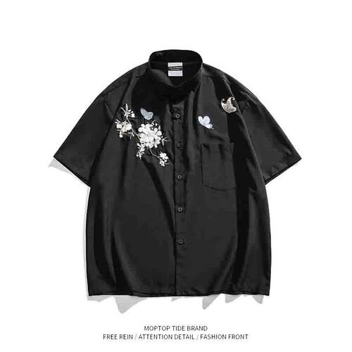【限时优惠】刺绣短袖衬衫男