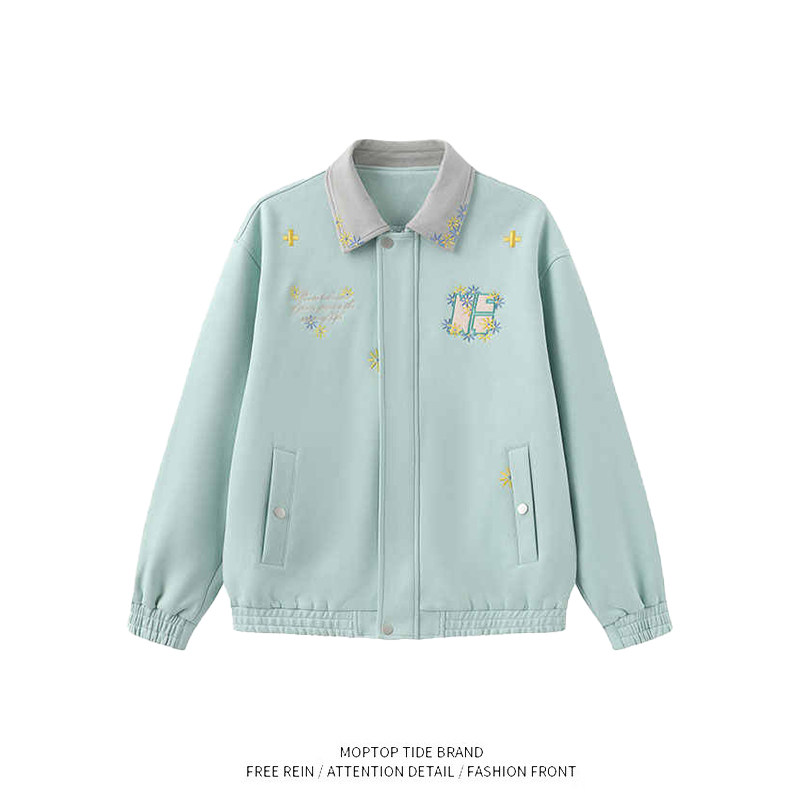 WH先生设计感雏菊翻领情侣夹克外套2025年春季新款独特超好看上衣