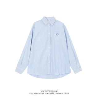 条纹长袖衬衫男春秋日系帅气ins防晒服韩版潮流宽松薄款衬衣外套