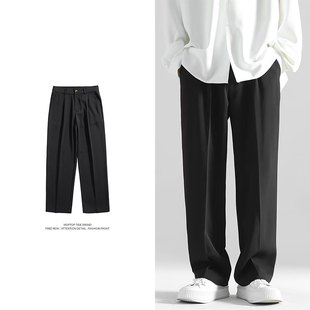 复古纯色百搭垂感西裤男潮牌宽松百搭直筒黑色休闲裤