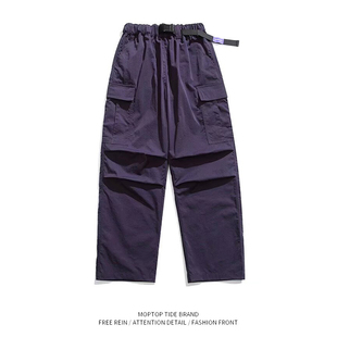 男士 裤 春秋夏季 新款 美式 潮牌宽松休闲阔腿裤 机能风直筒伞兵工装