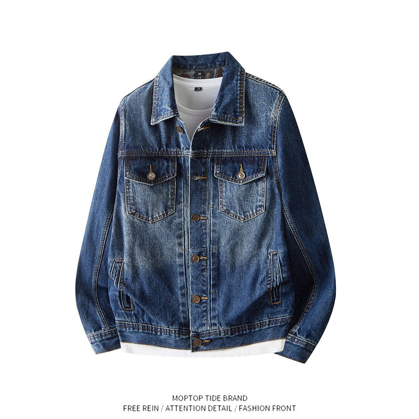 2026秋冬季新款欧美日韩高端印花大码牛仔外套衣夹克男潮休闲
