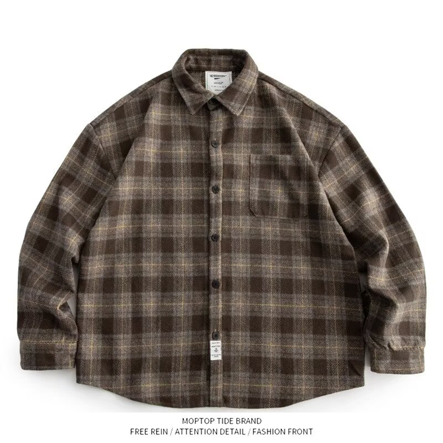 美式潮牌格子衬衫男春秋长袖内搭外套男2025新款复古休闲打底衬衣