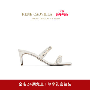 CAOVILLA RENE PEARL系列白色水钻女士高跟凉鞋 礼物