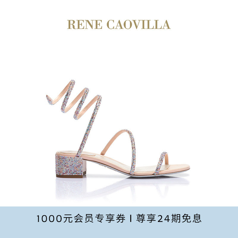 RENE CAOVILLACLEO系列粗跟水钻女士凉鞋