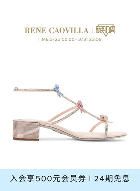 RENE CAOVILLA CATERINA系列水钻蝴蝶结女士高跟凉鞋